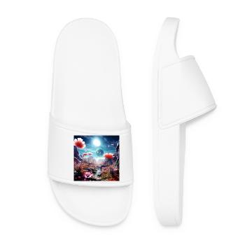 Distant world of flowers in the starry sky - Women’s Pool Sliders - white - Front