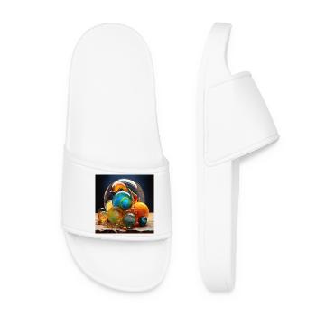 Colored Glass Blowing Art - Women’s Pool Sliders - white - Front