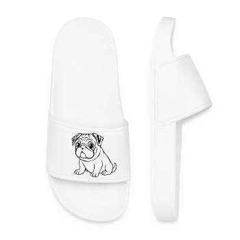 Mops schwarz Hunde T-shirt Geschenk Weihnachten - Frauen Badelatschen - Weiß - Vorne