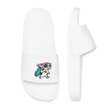 Lustige Kuh-Golfer-Zeichentrickserie Cooles Golftier - Frauen Badelatschen - Weiß - Vorne