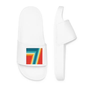  Colorful Retro Stripes Geometrie  - Frauen Badelatschen - Weiß - Vorne