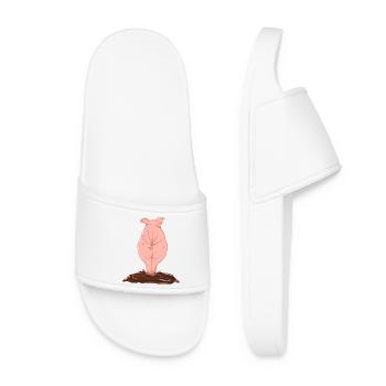 Pink pig from behind - Women’s Pool Sliders - white - Front