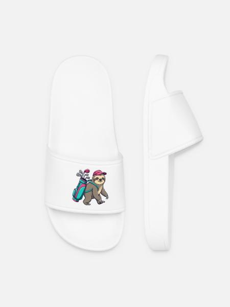 Dessin animé paresseux de golf, animal de golf cool - Claquettes Femme - blanc