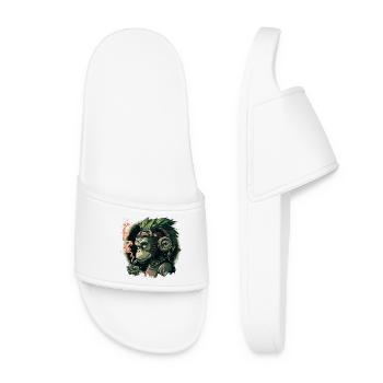 Gorille avec des écouteurs et de la fumée - Claquettes Femme - blanc - Devant
