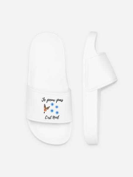 Santa Reindeer T-shirt - Women’s Pool Sliders - white