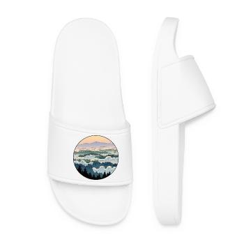 Paysage, vagues de brouillard, forêt - Claquettes Femme - blanc - Devant