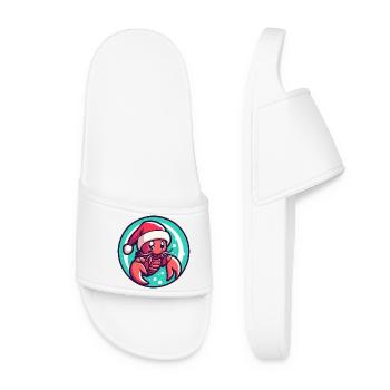 Christmas Lobster with Santa Hat - Women’s Pool Sliders - white - Front