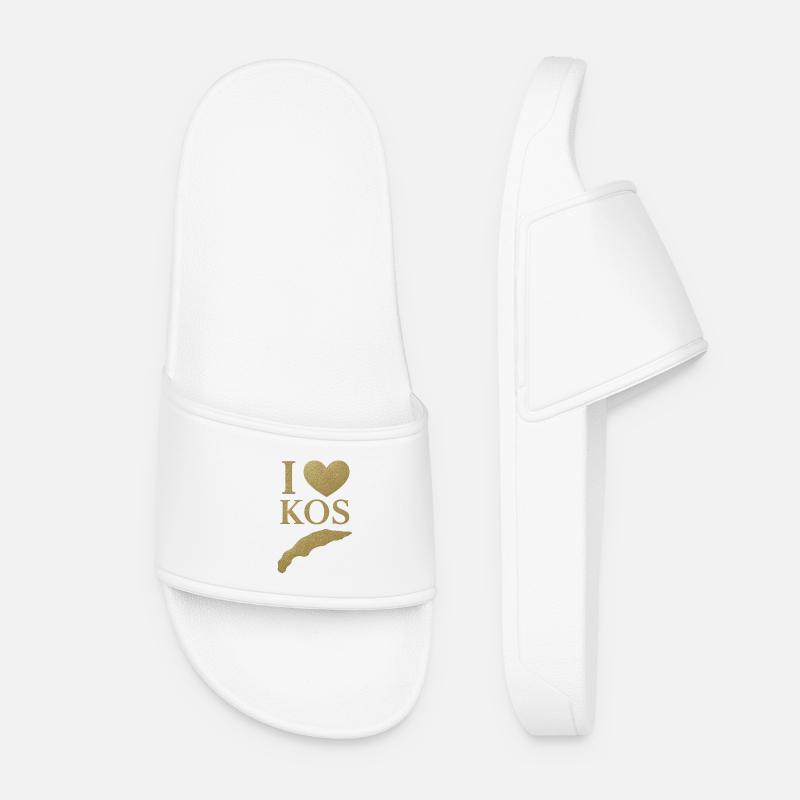 I Love KOS Island - Women’s Pool Sliders - white
