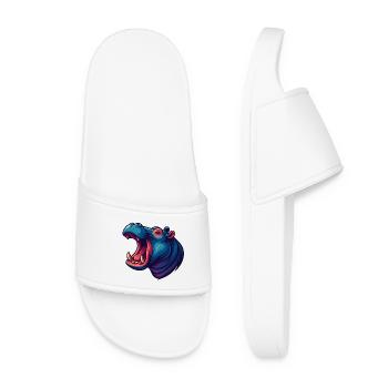 Hippopotame néon avec le museau ouvert - Claquettes Femme - blanc - Devant