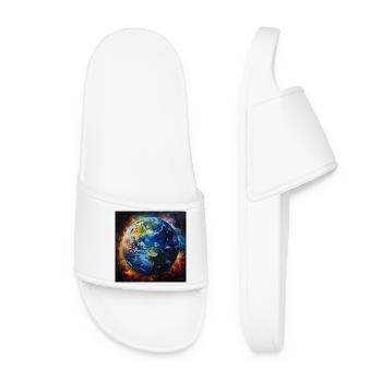 Earth in Cosmic Fire - Women’s Pool Sliders - white - Front