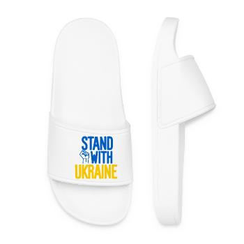 Stand With Ukraine Solidarität - Frauen Badelatschen - Weiß - Vorne