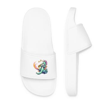 Saxophon Unicorn Neonstil - Frauen Badelatschen - Weiß - Vorne
