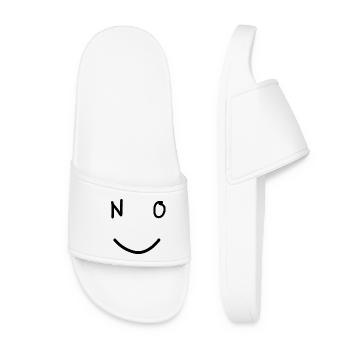 NO Smile Minimalist Good Mood Design - Women’s Pool Sliders - white - Front