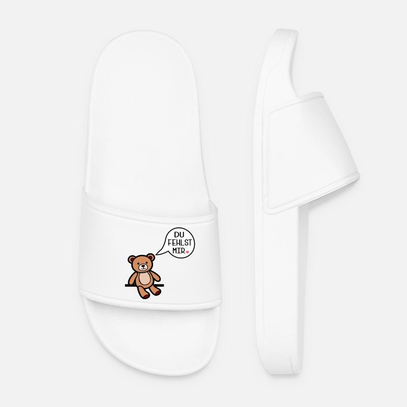 I miss you - bear - Women’s Pool Sliders - white