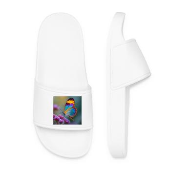 Bunter Fantasie Schmetterling Glasflügel - Frauen Badelatschen - Weiß - Vorne