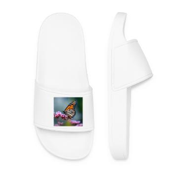 Macro du papillon monarque - Claquettes Femme - blanc - Devant