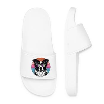 Chien rétro avec des lunettes de soleil - Claquettes Femme - blanc - Devant