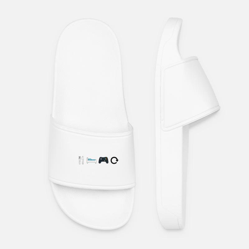 Eat Sleep Game Repeat - Women’s Pool Sliders - white