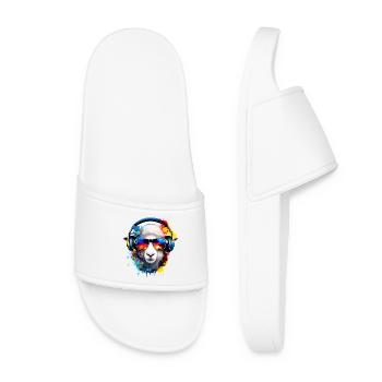 Sheep with headphones in Nebula colors - Women’s Pool Sliders - white - Front