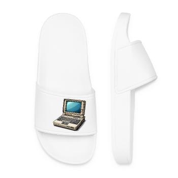 Ordinateur portable rétro Style Illustration - Claquettes Femme - blanc - Devant