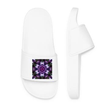 Neon Mandala Kaleidoskop - Frauen Badelatschen - Weiß - Vorne