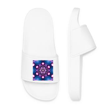 Neon Mandala Kaleidoskop - Frauen Badelatschen - Weiß - Vorne
