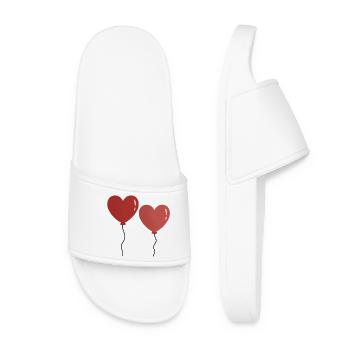 Twin Hearts Balloons - Women’s Pool Sliders - white - Front