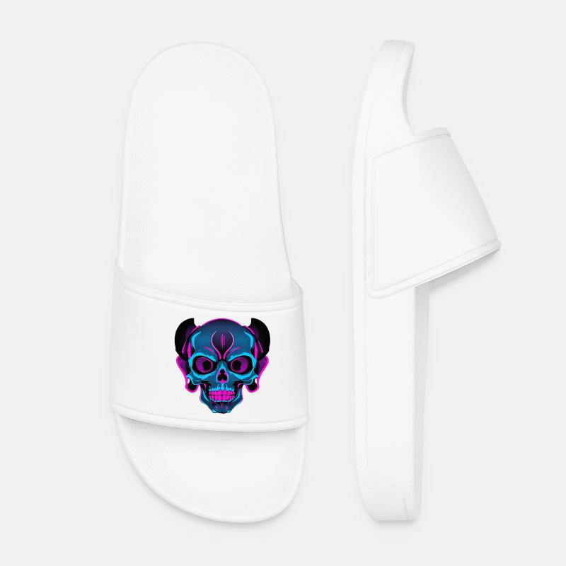 Neon Skull mit Kopfhörern - Frauen Badelatschen - Weiß