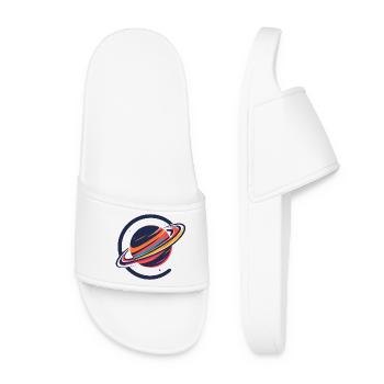Colorful Planet with Rings Outer Space Motif - Women’s Pool Sliders - white - Front
