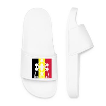 Atomium Bruxelles – Motif du Carré du Drapeau Belge - Claquettes Femme - blanc - Devant