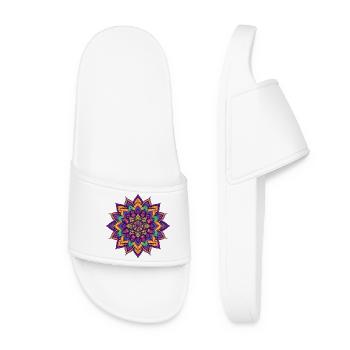 Étoile fleur Psychédélique Colorée du Mandala LSD - Claquettes Femme - blanc - Devant