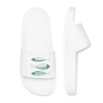 Illustrated Graphic Fish Green - Women’s Pool Sliders - white - Front