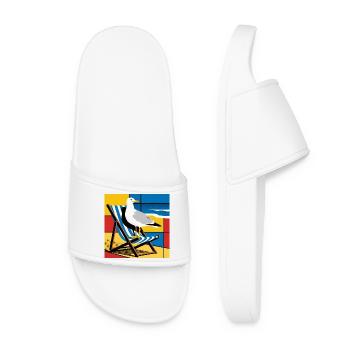 Mouette sur chaise de plage Pop Art - Claquettes Femme - blanc - Devant