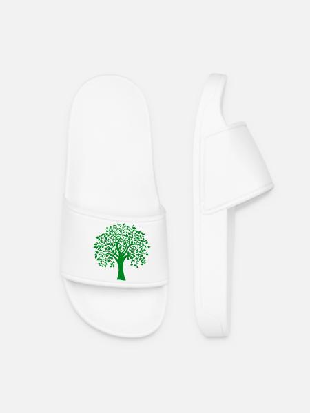 Grüne Jumbo-Baum-Print-Silhouette - Frauen Badelatschen - Weiß