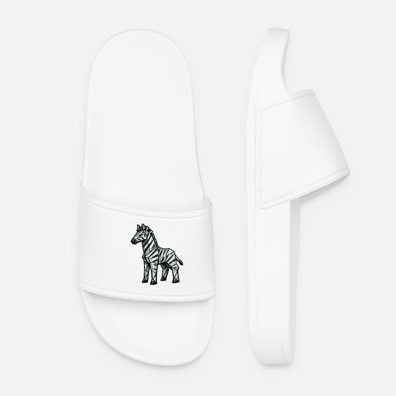 Geometric Zebra Silhouette - Women’s Pool Sliders - white