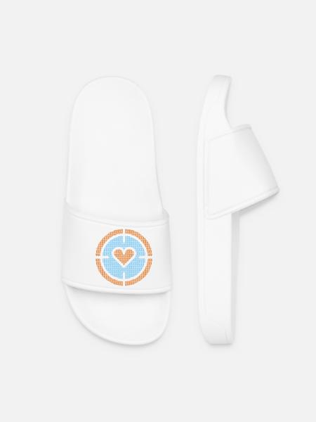 Heart in Target Emblem, atomic pattern - Women’s Pool Sliders - white