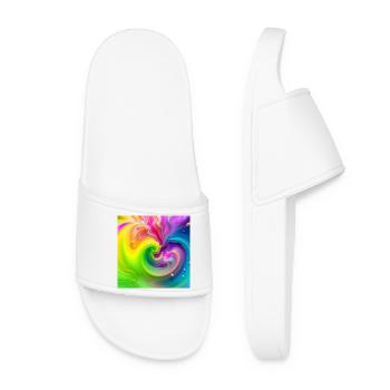 Farbwirbel Neon Regenbogen - Frauen Badelatschen - Weiß - Vorne