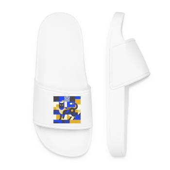 Katz Mosaic in Blue and Gold - Women’s Pool Sliders - white - Front