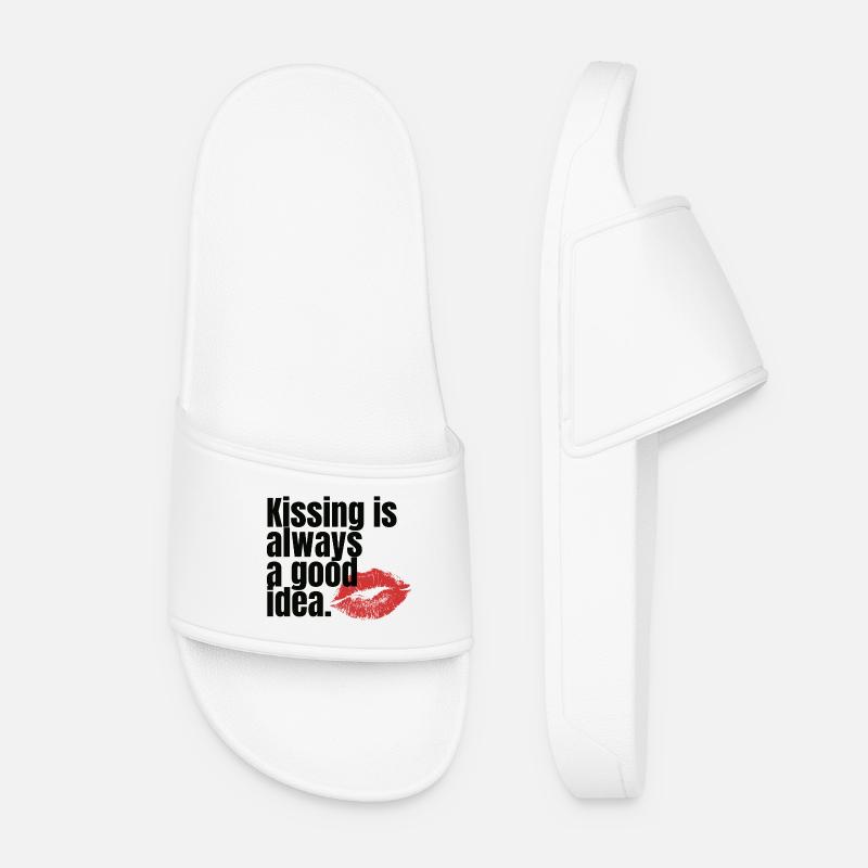 Kissing Is Always a Good Idea - Women’s Pool Sliders - white