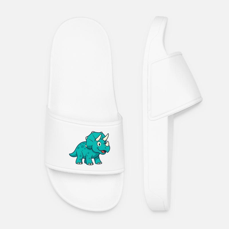 Fröhlicher Dino Triceratops - Frauen Badelatschen - Weiß