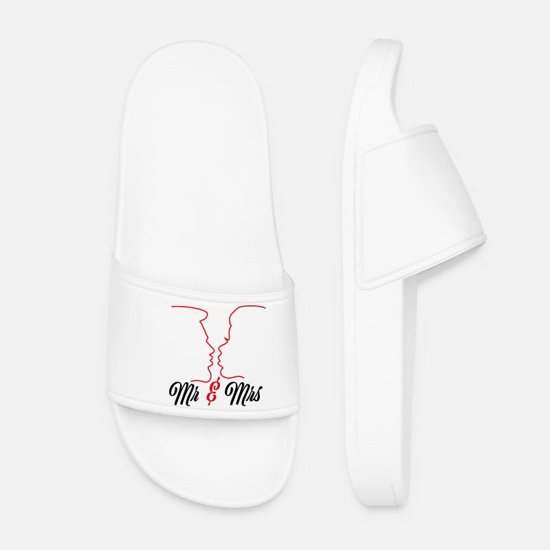 Mr. and Mrs - Just Married - Women’s Pool Sliders - white