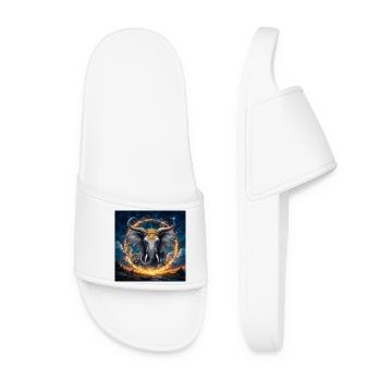 Celestial Elephant with Golden Crown - Women’s Pool Sliders - white - Front