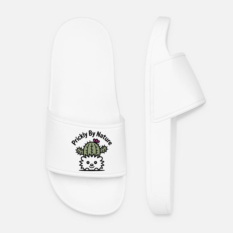 Cactus hedgehog with flower - Women’s Pool Sliders - white