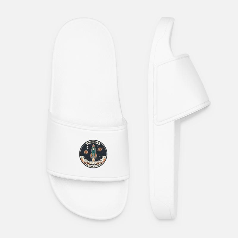 Rocket Journey to the Starry Sky Patch - Women’s Pool Sliders - white