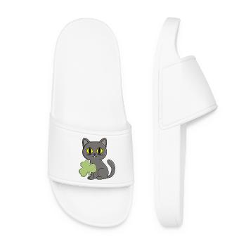 Charme trèfle trèfle chat gris - Claquettes Femme - blanc - Devant