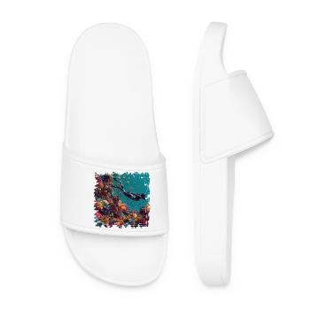 Flamme de couleur des plongeurs sur récifs coralliens - Claquettes Femme - blanc - Devant