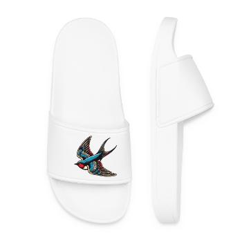 Swallow bird blue red plumage and tan wings - Women’s Pool Sliders - white - Front