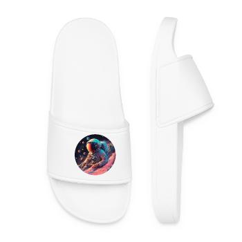Astronaut in Neon Cosmos - Women’s Pool Sliders - white - Front