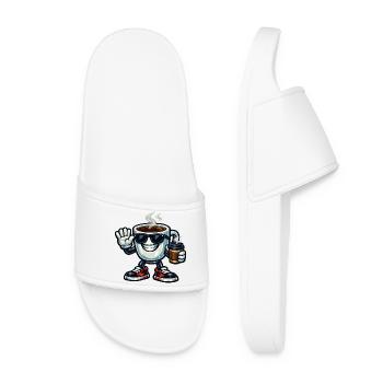 Kaffee-Maskottchen mit Sonnenbrille - Frauen Badelatschen - Weiß - Vorne