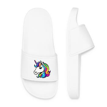 Bright Rainbow Unicorn - Women’s Pool Sliders - white - Front
